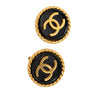 Chanel CC Gold Plated Enamel Round Clip On Earrings Secondhand