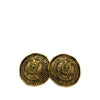 Chanel CC Gold Plated Round Crest Clip On Earrings Secondhand