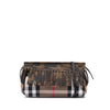 Burberry House Check Canvas and Suede Camouflage Fringe Clutch with Strap Secondhand