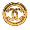 Secondhand Chanel CC Gold Plated Cut Out Round Brooch