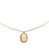 Dior Gold Plated Resin Logo Oval Pendant Necklace Secondhand