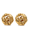 Chanel CC Gold Plated Hollow Round Clip On Earrings Secondhand