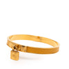 Hermès Gold Plated Epsom Kelly Cadena Lock Bangle Bracelet Secondhand