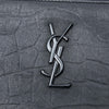 Saint Laurent Croc Embossed Leather Monogram Zip Pouch Secondhand