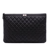 Secondhand Chanel Large Quilted Caviar Boy O Case Clutch