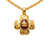 Chanel CC Gold Plated Gripoix Clover Pendant Necklace Secondhand