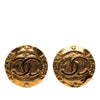 Chanel Gold Plated CC Round Clip On Earrings Secondhand