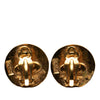 Chanel Gold Plated CC Round Clip On Earrings Secondhand