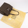 FENDI Zucchino Mamma Bucket Canvas & Leather Shoulder Bag in Brown Secondhand