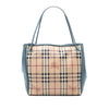 Burberry Small Leather Trimmed Haymarket Check Coated Canvas Canterbury Tote Secondhand