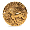 Chanel CC Gold Plated Round Lion Brooch Secondhand