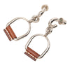 Secondhand Hermès Silver Plated and Swift Leather Equestre Etrier Push Back Earrings