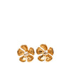 Chanel CC Gold Plated Faux Pearl Flower Bullet Back Earrings Secondhand