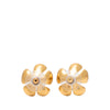 Chanel CC Gold Plated Faux Pearl Flower Bullet Back Earrings Secondhand