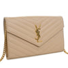 Saint Laurent Grain De Poudre Chevron Classic Cassandre Chain Wallet Secondhand