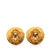 Chanel Gold Plated Lion Round Clip On Earrings Secondhand