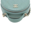 Chanel Quilted Caviar Handle With Care Round Vanity Case with Chain Secondhand