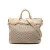 Secondhand Prada Raffia Crochet and Linen Fringe Shopping Tote