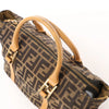 FENDI Zucca Canvas x Leather Handbag in Brown Secondhand