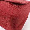FENDI Zucchino Mamma Baguette Canvas & Leather Shoulder bag in Red 8BR001 Secondhand