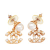 Chanel CC Gold Plated Faux Pearl Drop Push Back Earrings Secondhand