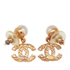 Chanel CC Gold Plated Faux Pearl Drop Push Back Earrings Secondhand