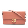 Gucci Leather Interlocking G Dollar Wallet On Strap Secondhand