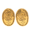 Chanel CC Gold Plated Crown Oval Clip On Earrings Secondhand