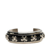 Secondhand Chanel Silver Plated Enamel Rhinestone Clover Cuff Bracelet