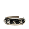 Secondhand Chanel Silver Plated Enamel Rhinestone Clover Cuff Bracelet