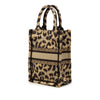 Dior Mizza Mini Embroidered Canvas Leopard Vertical Book Tote Secondhand