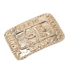 Chanel CC Gold Plated Crystal Logo Crown Plate Brooch Secondhand