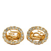 Dior Gold Plated Strass Logo Clip On Earrings Secondhand