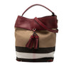 Burberry Medium Mega Check Canvas and Grained Calfskin Ashby Tassel Bucket Bag Secondhand
