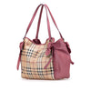 Burberry Small Leather Trimmed Haymarket Check Coated Canvas Canterbury Bow Tote Secondhand