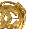 Chanel Gold Plated CC Spring Round Brooch Secondhand
