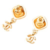 Chanel CC Gold Plated Round Drop Push Back Earrings Secondhand