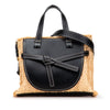 LOEWE Small Raffia and Leather Gate Top Handle Bag Secondhand