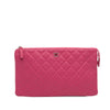 Chanel Quilted Caviar CC Enamel Double Zip Clutch Secondhand