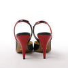 Secondhand Gucci Slingback Leather Strap Pumps in Black x Red 740058, Size 37.5 EU