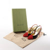 Secondhand Gucci Slingback Leather Strap Pumps in Black x Red 740058, Size 37.5 EU