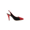 Secondhand Gucci Slingback Leather Strap Pumps in Black x Red 740058, Size 37.5 EU
