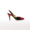 Secondhand Gucci Slingback Leather Strap Pumps in Black x Red 740058, Size 37.5 EU