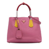 Prada Small Bicolor Saffiano Cuir Double Satchel Secondhand