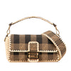 Fendi Pequin Gingham Canvas And Raffia Baguette Satchel Secondhand