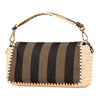Fendi Pequin Gingham Canvas And Raffia Baguette Satchel Secondhand