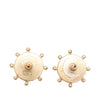 Chanel CC Gold Plated Faux Pearl and Strass Ships Wheel Push Back Earrings Secondhand