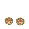 Chanel Enamel Camellia CC Stud Push Back Earrings Secondhand