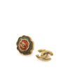 Chanel Enamel Camellia CC Stud Push Back Earrings Secondhand