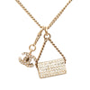 Chanel Gold Plated Rhinestone CC and Flap Bag Pendant Necklace Secondhand